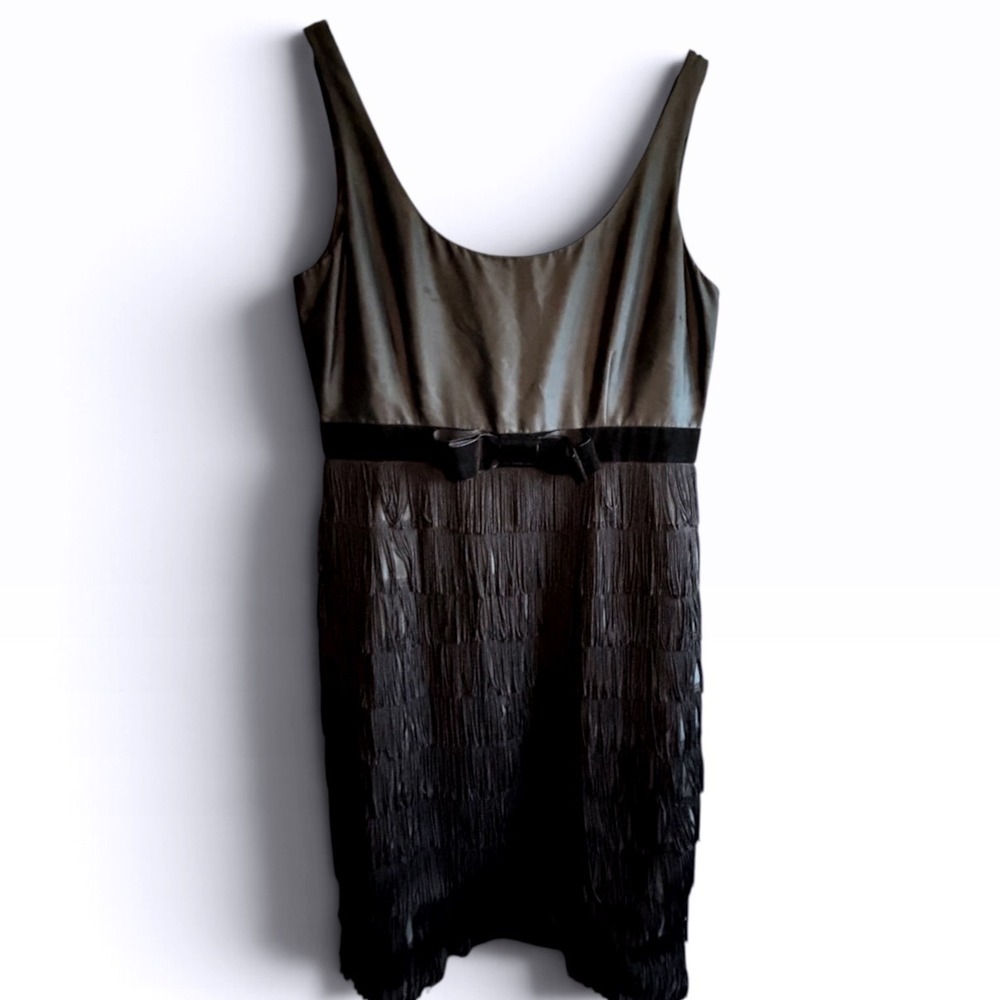 Kate Spade New York Fringe Cocktail Dress Black Bow Size 8